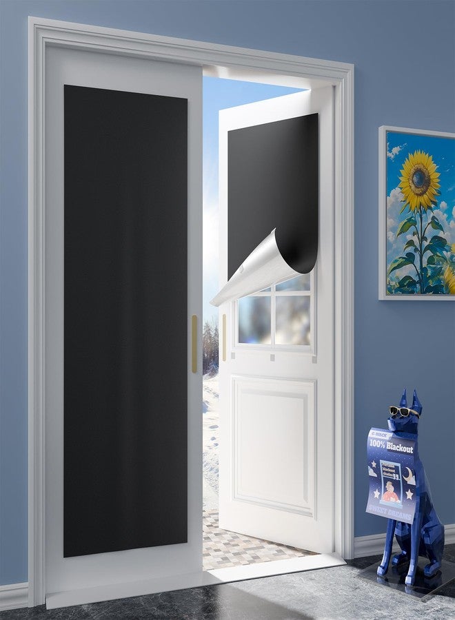 G-WACK Blackout Curtains Door Shades, Portable No-drill Blackout Blinds for Indoor Windows with Upgraded Hook&Loop,Thermal Insulated Black out Shades Window Cover for Home,Nursery,RV (23" x 72",Black) - Image 1